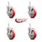 Service Caster 5 Inch Red Poly Wheel Swivel 3/4 Inch Square Stem Caster Set with Brake SCC SCC-SQ20S514-PPUB-RED-TLB-34-4 - alternate 1